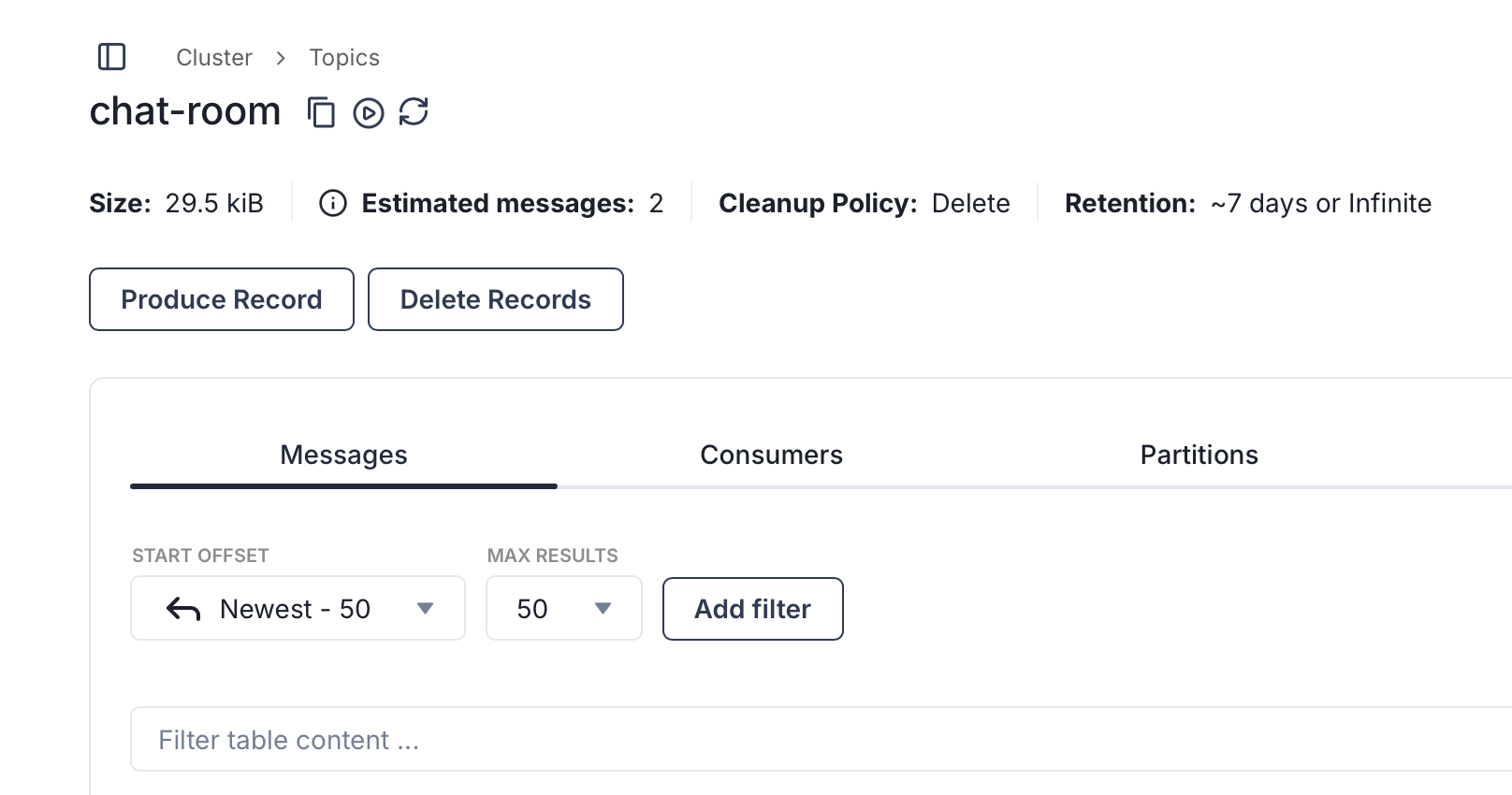 Веб-интерфейс Redpanda Console